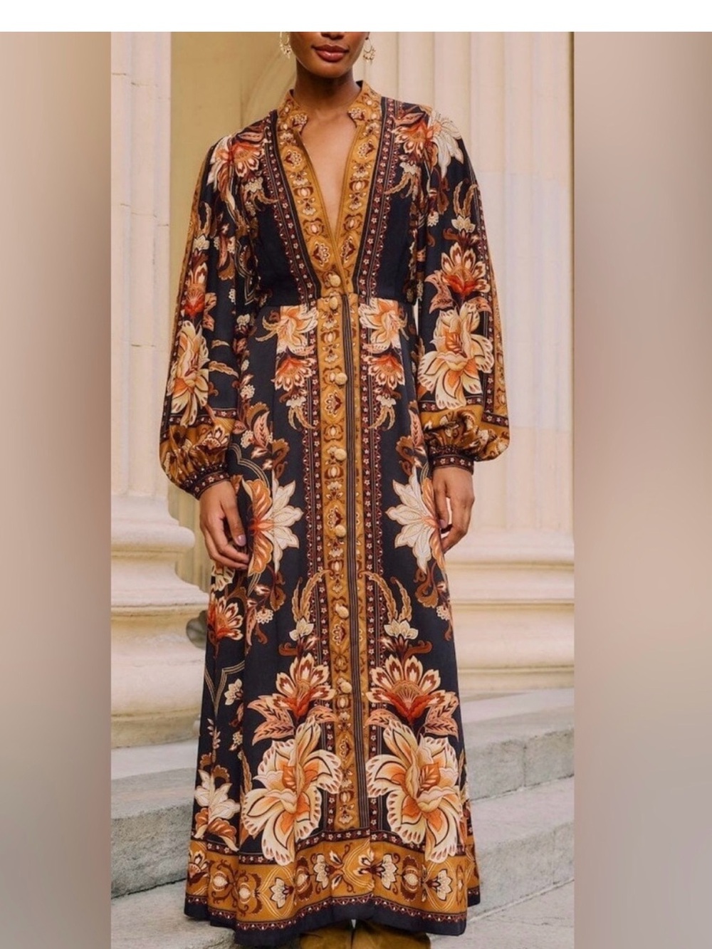 FARM RIO- Black Majestic Maxi Dress